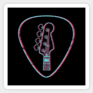 3D Bass Guitar Headstock Guitar Pick Dark Theme Sticker